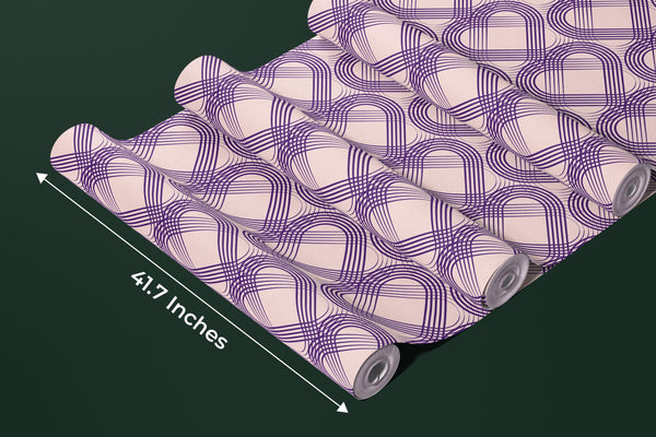 Purple Heart Wallpaper, Seamless Pattern Mural, Oversized Custom Size Wall Art, Non-Woven, Non-Adhesive, Modern Wall Paper, Removable