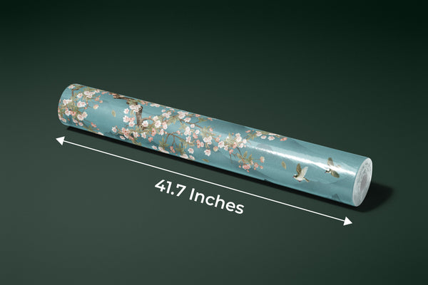 Blue Chinoiserie Wallpaper, Tree and Birds Mural, Oversized Custom Size Wall Art, Non-Woven, Non-Adhesive, Modern Wall Paper, Removable