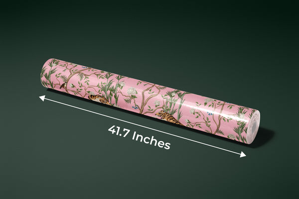 Tigers and Trees Wallpaper, Pink Background Mural, Oversized Custom Size Wall Art, Non-Woven, Non-Adhesive, Modern Wall Paper, Removable