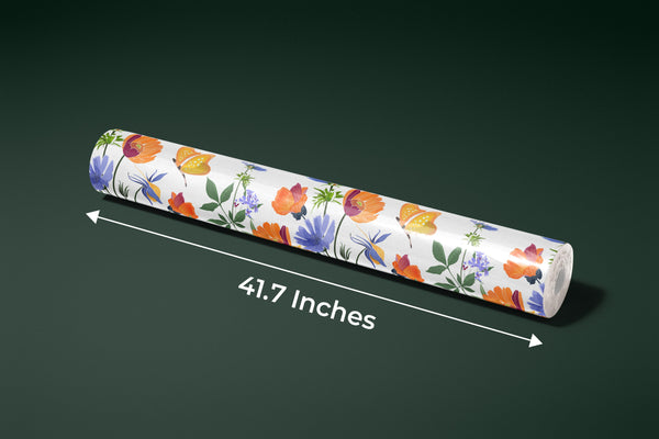 Summer Flowers Wallpaper, Seamless Pattern Mural, Oversized Custom Size Wall Art, Non-Woven, Non-Adhesive, Modern Wall Paper, Removable