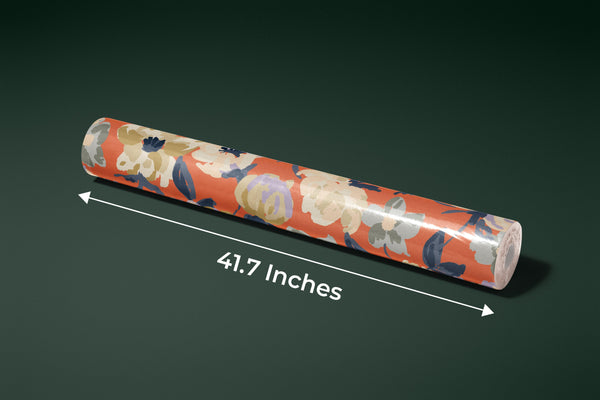 Abstract Floral, Orange Background Wallpaper, Seamless Pattern Mural, Oversized Custom Size Wall Art, Non-Woven, Non-Adhesive, Modern Wall Paper, Removable