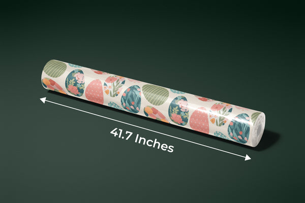 Easter Eggs with Abstract Flowers Wallpaper, Seamless Pattern Mural, Oversized Custom Size Wall Art, Non-Woven, Non-Adhesive, Modern Wall Paper, Removable