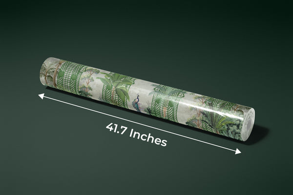 Garden and Peacock Wallpaper,Botanic and Lattice Wall Mural, Oversized Custom Size Wall Art, Non-Woven, Non-Adhesive, Modern Wall Paper, Removable