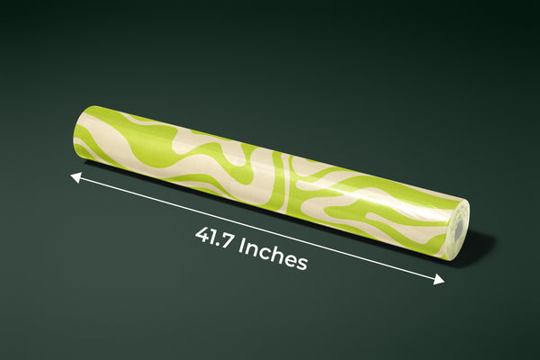 Wavy Retro Abstract Wallpaper, Green Mural, Oversized Custom Size Wall Art, Non-Woven, Non-Adhesive, Modern Wall Paper, Removable