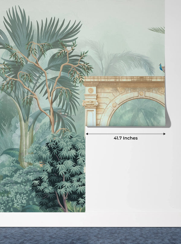 Mughal Garden Wallpaper, Traditional Mural, Oversized Custom Size Wall Art, Non-Woven, Non-Adhesive, Modern Wall Paper, Removable