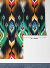 Ikat Ethnic Wallpaper, Abstract Mexican Mural, Oversized Custom Size Wall Art, Non-Woven, Non-Adhesive, Modern Wall Paper, Removable