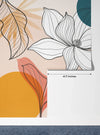 Floral and Botanical Wallpaper, Line Art Mural, Oversized Custom Size Wall Art, Non-Woven, Non-Adhesive, Modern Wall Paper, Removable