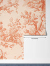 Toile de Jouy Wallpaper, Peach Fuzz Background Pattern Mural, Oversized Custom Size Wall Art, Non-Woven, Non-Adhesive, Modern Wall Paper, Removable
