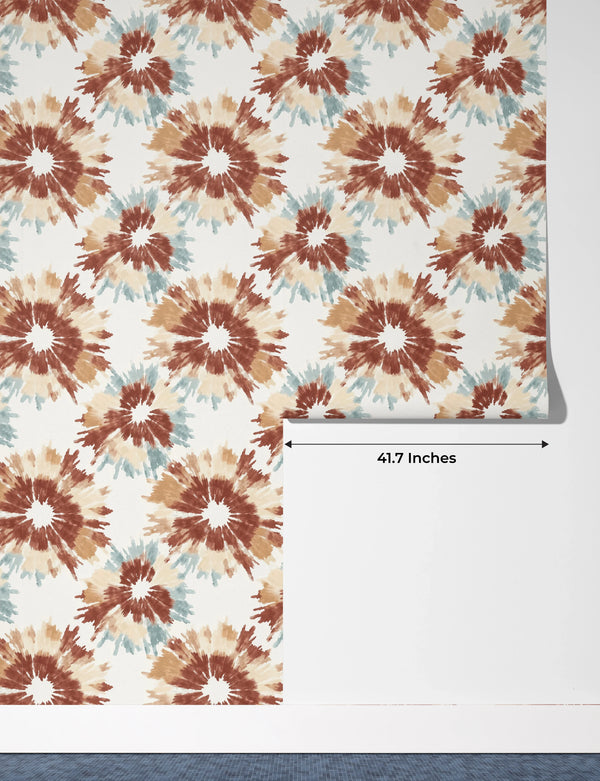 Abstract Brown and Blue Wallpaper, Seamless Pattern Mural, Oversized Custom Size Wall Art, Non-Woven, Non-Adhesive, Modern Wall Paper, Removable