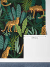 Leopards, Tropical Leaves Wallpaper, Seamless Pattern Mural, Oversized Custom Size Wall Art, Non-Woven, Non-Adhesive, Modern Wall Paper, Removable