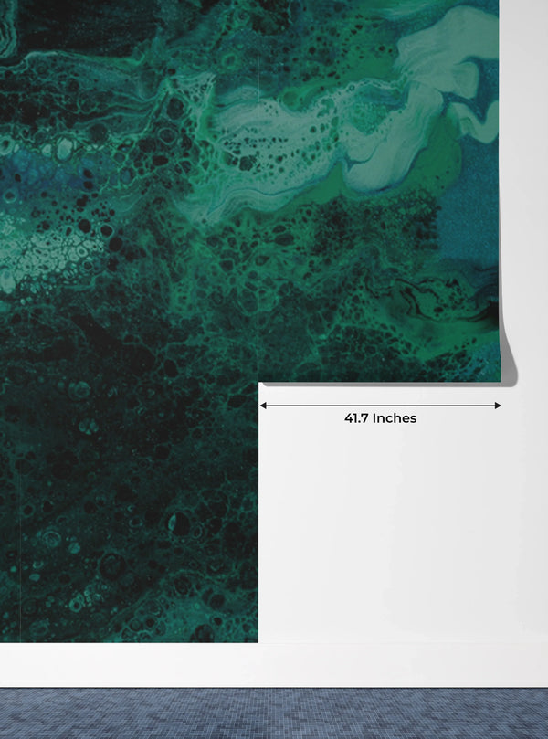 Dark Green Marble Wallpaper, Black Abstract Mural, Oversized Custom Size Wall Art, Non-Woven, Non-Adhesive, Modern Wall Paper, Removable