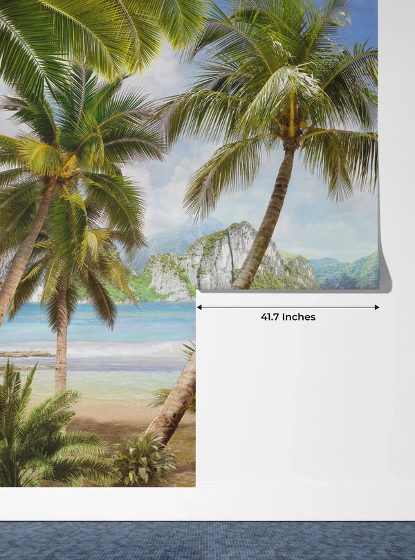 Realistic Beach Wallpaper, Landscape Mural, Oversized Custom Size Wall Art, Non-Woven, Non-Adhesive, Modern Wall Paper, Removable