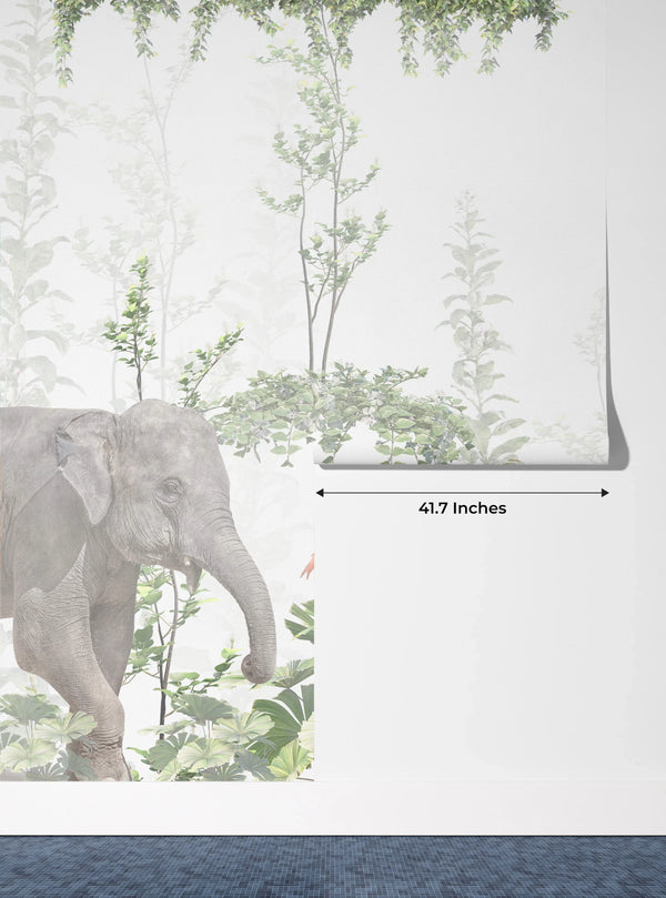 Cute Animals Wallpaper, Tropics Mural, Oversized Custom Size Wall Art, Non-Woven, Non-Adhesive, Modern Wall Paper, Removable