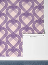 Purple Heart Wallpaper, Seamless Pattern Mural, Oversized Custom Size Wall Art, Non-Woven, Non-Adhesive, Modern Wall Paper, Removable