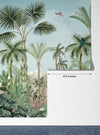 Tropic Animals Wallpaper, Palms and Plants Mural, Oversized Custom Size Wall Art, Non-Woven, Non-Adhesive, Modern Wall Paper, Removable