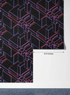 Glowing Futuristic Wallpaper, Abstract Geometric Mural, Oversized Custom Size Wall Art, Non-Woven, Non-Adhesive, Modern Wall Paper, Removable