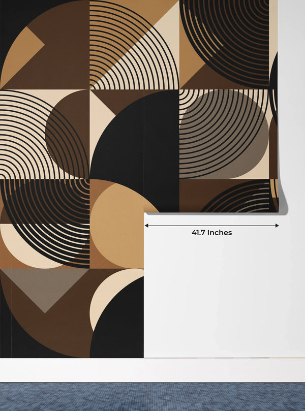 Black and Brown Wallpaper, Geometric Mural, Oversized Custom Size Wall Art, Non-Woven, Non-Adhesive, Modern Wall Paper, Removable