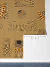 Abstract Sunflower Elements Wallpaper, Seamless Pattern Mural, Oversized Custom Size Wall Art, Non-Woven, Non-Adhesive, Modern Wall Paper, Removable