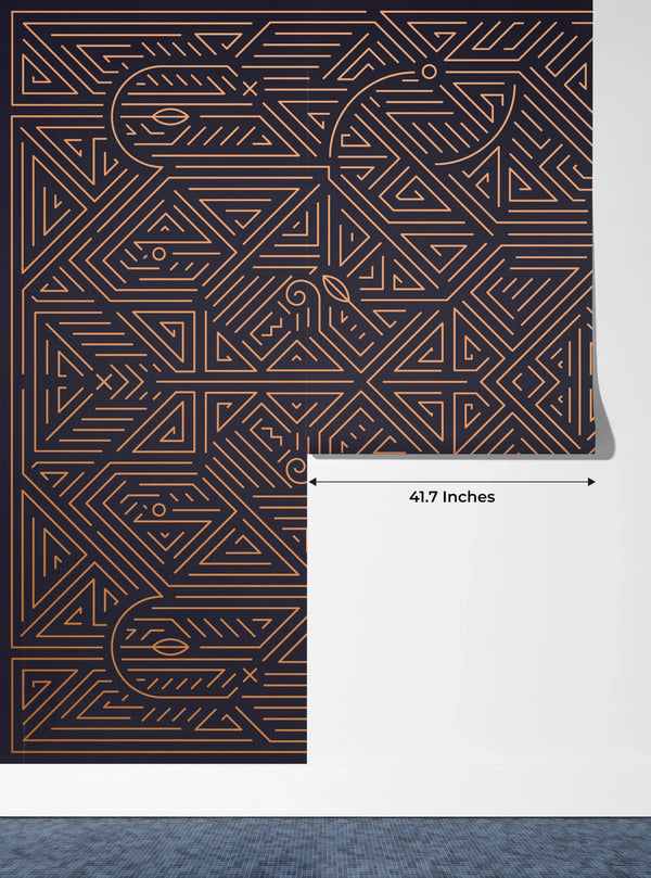 Art Deco Wallpaper, Geometric Golden Mural, Oversized Custom Size Wall Art, Non-Woven, Non-Adhesive, Modern Wall Paper, Removable