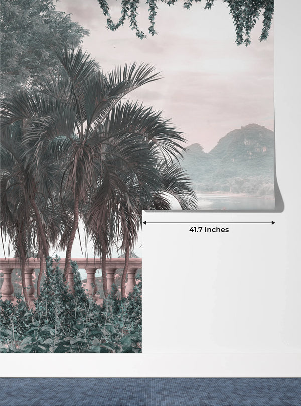 Oil Painting Wallpaper, Tropical Leaves, Trees Mural, Oversized Custom Size Wall Art, Non-Woven, Non-Adhesive, Modern Wall Paper, Removable