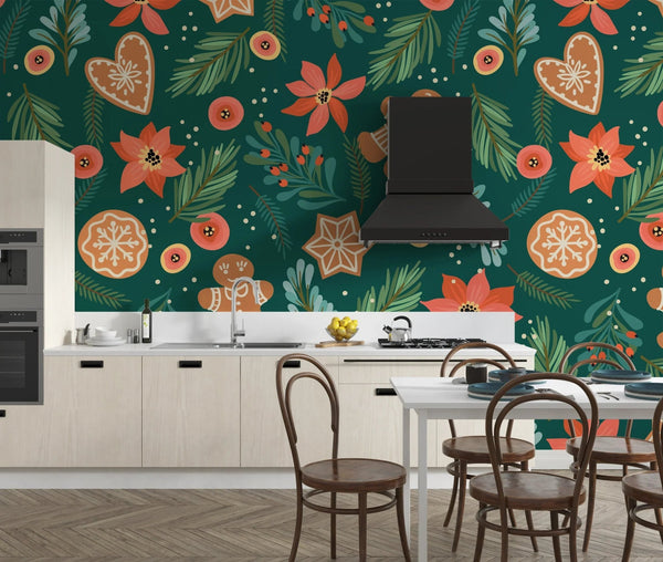 Gingerbreads Wallpaper, Seamless Pattern Mural, Oversized Custom Size Wall Art, Non - Woven, Non - Adhesive, Modern Wall Paper, Removable - Adawall Wallpaper - Registered Trade Accounts Only, Wallpaper Wholesale Account - W78066 - Adawall Wholesale - Wallpaper Wholesaler