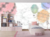 Colorful Air Balloons Wallpaper, White Background Mural, Oversized Custom Size Wall Art, Non-Woven, Non-Adhesive, Modern Wall Paper, Removable