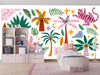 Exotic Tropical Wild Wallpaper, Cartoon Retro Style Mural, Oversized Custom Size Wall Art, Non-Woven, Non-Adhesive, Modern Wall Paper, Removable
