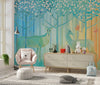 Stained Glass Deers Wallpaper, Spring Forest Mural, Oversized Custom Size Wall Art, Non-Woven, Non-Adhesive, Modern Wall Paper, Removable
