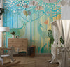 Stained Glass Deers Wallpaper, Spring Forest Mural, Oversized Custom Size Wall Art, Non-Woven, Non-Adhesive, Modern Wall Paper, Removable