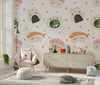 Sushi Kawaii Watercolor Food Wallpaper, Seamless Pattern Mural, Oversized Custom Size Wall Art, Non-Woven, Non-Adhesive, Modern Wall Paper, Removable