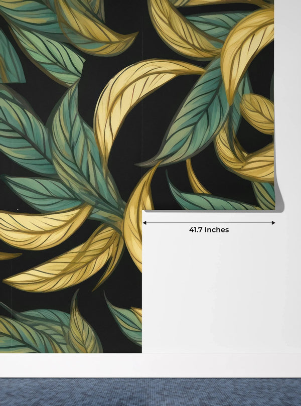 Gold and Light Green Leaves Wallpaper, Seamless Pattern Mural, Oversized Custom Size Wall Art, Non - Woven, Non - Adhesive, Modern Wall Paper, Removable - Adawall Wallpaper - Registered Trade Accounts Only, Wallpaper Wholesale Account - W77903 - Adawall Wholesale - Wallpaper Wholesaler