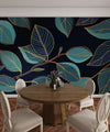 Gold Leaves Wallpaper, Black Background Mural, Oversized Custom Size Wall Art, Non - Woven, Non - Adhesive, Modern Wall Paper, Removable - Adawall Wallpaper - Registered Trade Accounts Only, Wallpaper Wholesale Account - W77905 - Adawall Wholesale - Wallpaper Wholesaler
