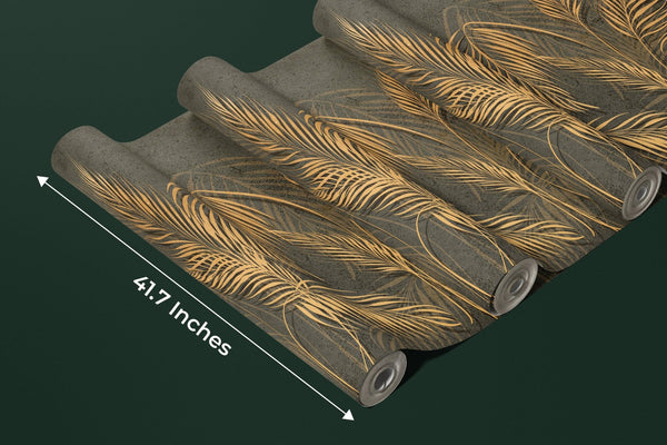 Gold Palm Leaves Wallpaper, Tropical Mural, Oversized Custom Size Wall Art, Non - Woven, Non - Adhesive, Modern Wall Paper, Removable - Adawall Wallpaper - Registered Trade Accounts Only, Wallpaper Wholesale Account - W77997 - Adawall Wholesale - Wallpaper Wholesaler
