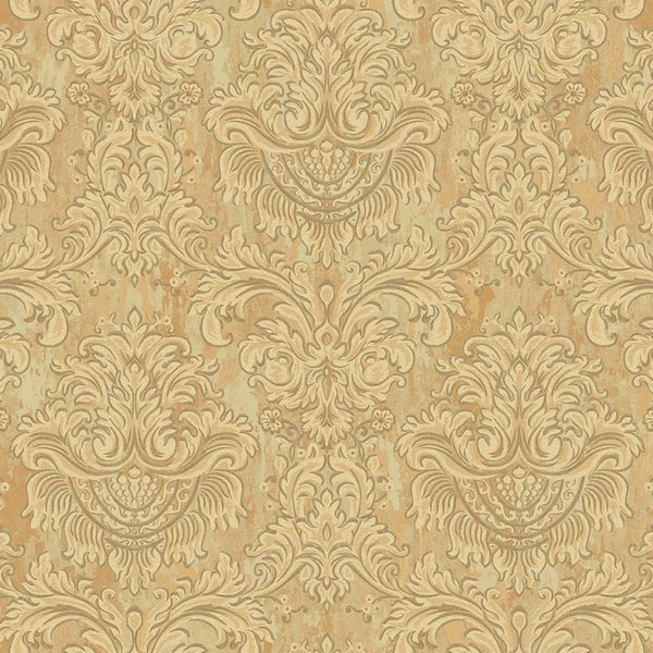 Gold Rich Baroque Damask Wallpaper Deep Embossed Shimmering Vintage Design - Walloro High End Wallcoverings & More