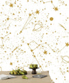 Golden Constellation Wallpaper, White Background Mural, Oversized Custom Size Wall Art, Non - Woven, Non - Adhesive, Modern Wall Paper, Removable - Adawall Wallpaper - Registered Trade Accounts Only, Wallpaper Wholesale Account - W77798 - Adawall Wholesale - Wallpaper Wholesaler