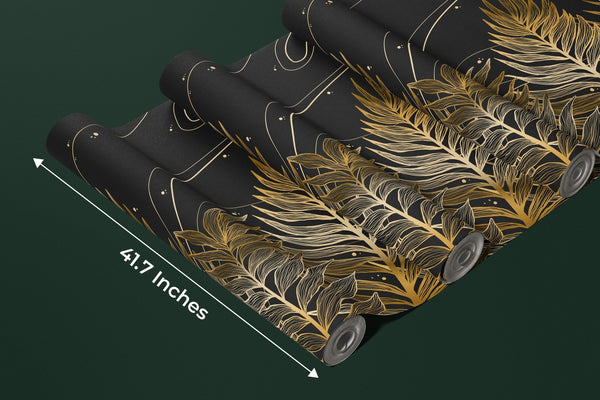 Golden Exotic Palm Leaves Wallpaper, Seamless Pattern Mural, Oversized Custom Size Wall Art, Non - Woven, Non - Adhesive, Modern Wall Paper, Removable - Adawall Wallpaper - Registered Trade Accounts Only, Wallpaper Wholesale Account - W78062 - Adawall Wholesale - Wallpaper Wholesaler