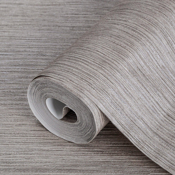 Gray Elegant Striped Embossed Wallpaper, Jute Natural Color Linen Textured Wallcovering - Walloro High End Wallcoverings & More