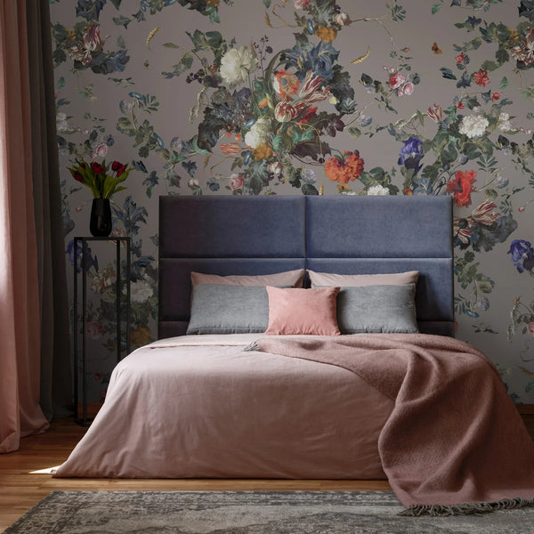 Gray Large Peony Floral Wall Mural, Floral Flowers Wallpaper, Oversized Elegant Custom Size Wall Art, Non - Woven, Non - Pasted, Removable - Adawall Wallpaper - Registered Trade Accounts Only, Wallpaper Wholesale Account - SE315-2 - Adawall Wholesale - Wallpaper Wholesaler
