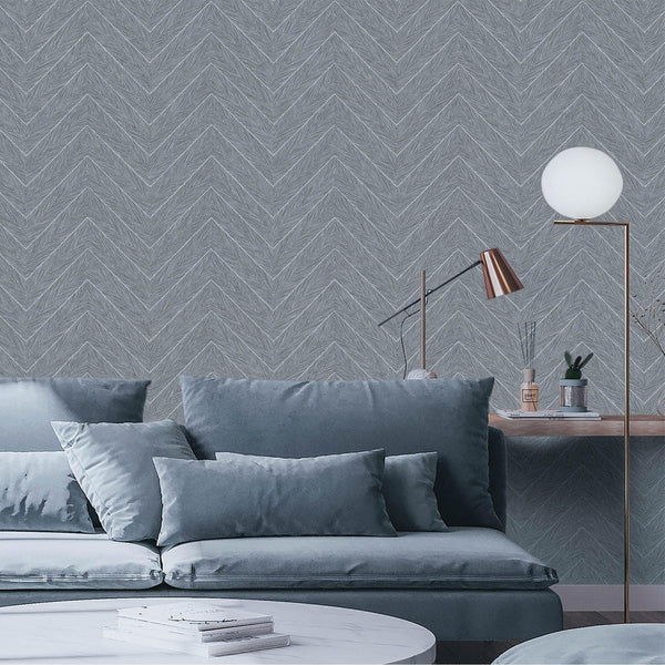 Gray Shiny Chevron Wallpaper, Deep Embossed Luxury Shimmering Geometric Pattern Wall Paper, Large Non - Pasted 114 sq ft Roll - Adawall Wallpaper - Registered Trade Accounts Only, Wallpaper Wholesale Account - 1204-6 - Adawall Wholesale - Wallpaper Wholesaler