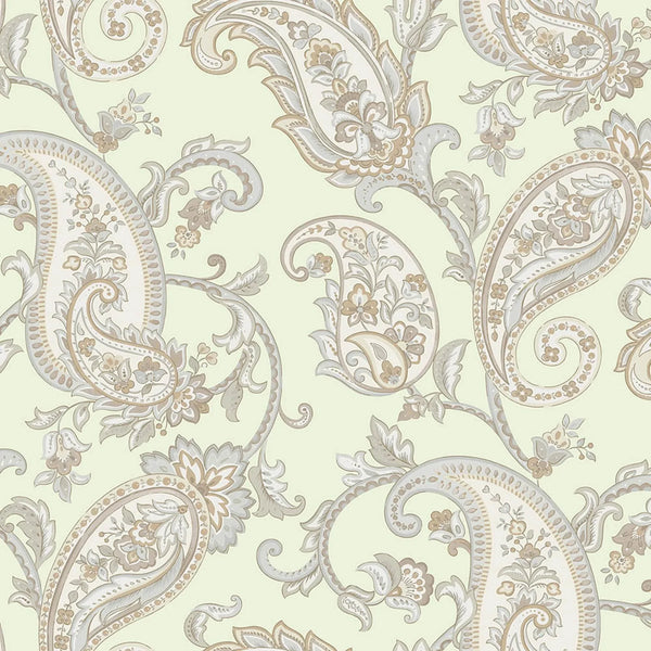 Green Luxury Paisley Deep Embossed Wallpaper, Traditional Rich Textured Wallcovering - Walloro High End Wallcoverings & More