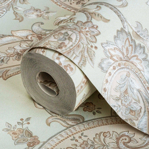 Green Luxury Paisley Deep Embossed Wallpaper, Traditional Rich Textured Wallcovering - Adawall Wallpaper - Registered Trade Accounts Only, Wallpaper Wholesale Account - 9903-2 - Adawall Wholesale - Wallpaper Wholesaler