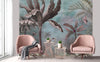 Green Modern Luxury Tropical Wallpaper, Swan, Non-Woven Custom Wall Mural, Non-Adhesive, Washable, Decorative, Removable, Home Decor Wall Art - Walloro High End Wallcoverings & More