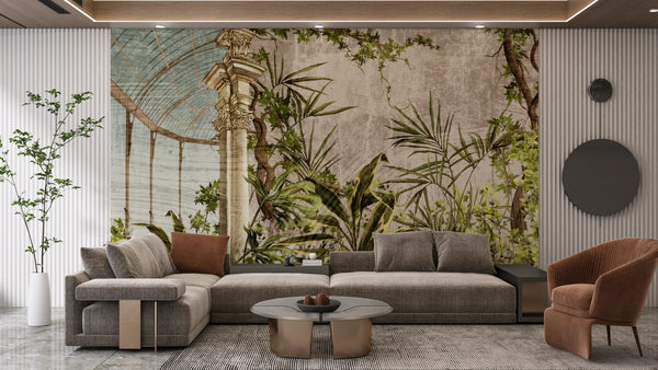 Greenhouse with a Column Wallpaper, Plants Mural, Oversized Custom Size Wall Art, Non - Woven, Non - Adhesive, Modern Wall Paper, Removable - Adawall Wallpaper - Registered Trade Accounts Only, Wallpaper Wholesale Account - W77500 - Adawall Wholesale - Wallpaper Wholesaler
