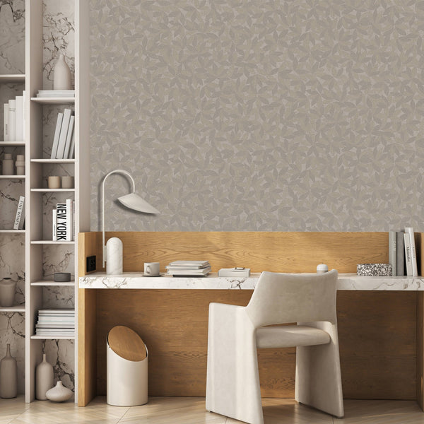 Greige Leaf Pattern Wallpaper, Natural Wallpaper, Modern & Minimalist Wall Covering, Modern Look Neutral Colors Glittering Wallcovering - Adawall Wallpaper -Registered Trade Accounts Only, Wallpaper Wholesale Account - 25109-4 - Adawall Wholesale - Wallpaper Wholesaler