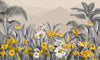 Grey Plants Wallpaper, Yellow Flowers Mural, Oversized Custom Size Wall Art, Non - Woven, Non - Adhesive, Modern Wall Paper, Removable - Adawall Wallpaper - Registered Trade Accounts Only, Wallpaper Wholesale Account - W77842 - Adawall Wholesale - Wallpaper Wholesaler