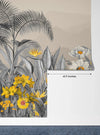 Grey Plants Wallpaper, Yellow Flowers Mural, Oversized Custom Size Wall Art, Non - Woven, Non - Adhesive, Modern Wall Paper, Removable - Adawall Wallpaper - Registered Trade Accounts Only, Wallpaper Wholesale Account - W77842 - Adawall Wholesale - Wallpaper Wholesaler