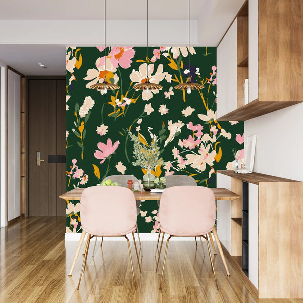 Hand Drawn Floral Wallpaper, Seamless Pattern Mural, Oversized Custom Size Wall Art, Non - Woven, Non - Adhesive, Modern Wall Paper, Removable - Adawall Wallpaper - Registered Trade Accounts Only, Wallpaper Wholesale Account - W78076 - Adawall Wholesale - Wallpaper Wholesaler