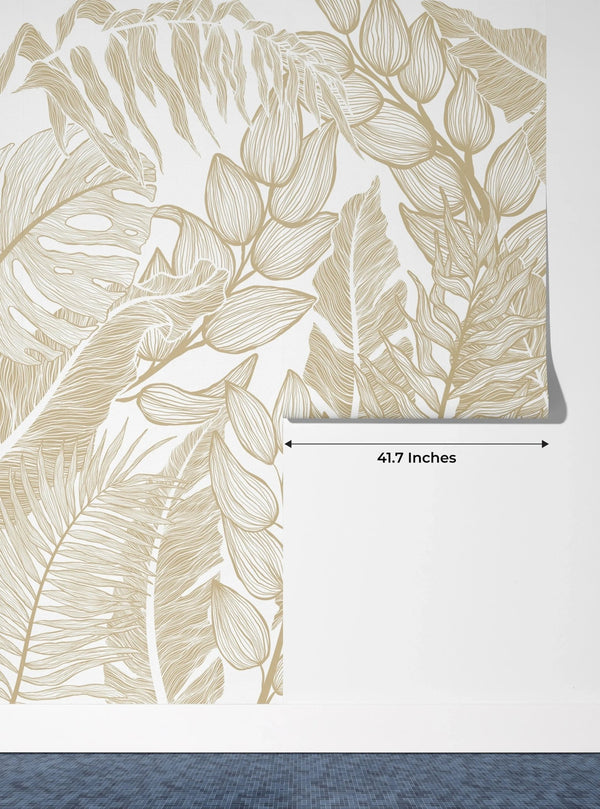 Horizontal Golden Leaves Wallpaper, Seamless Pattern Mural, Oversized Custom Size Wall Art, Non - Woven, Non - Adhesive, Modern Wall Paper, Removable - Adawall Wallpaper - Registered Trade Accounts Only, Wallpaper Wholesale Account - W78063 - Adawall Wholesale - Wallpaper Wholesaler