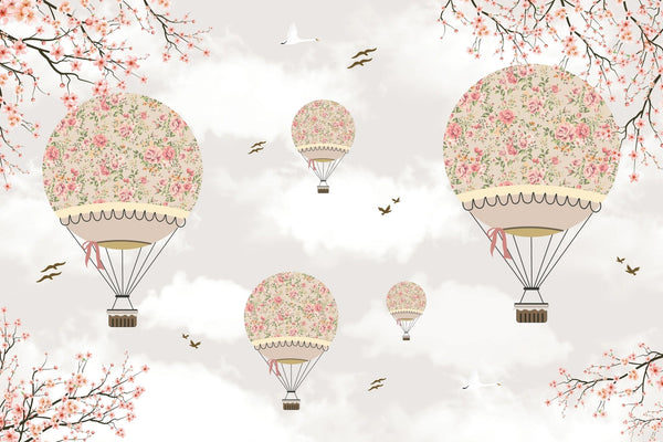 Kids Balloons Wallpaper, Tree Branches Mural, Oversized Custom Size Wall Art, Non - Woven, Non - Adhesive, Modern Wall Paper, Removable - Adawall Wallpaper - Registered Trade Accounts Only, Wallpaper Wholesale Account - W77833 - Adawall Wholesale - Wallpaper Wholesaler