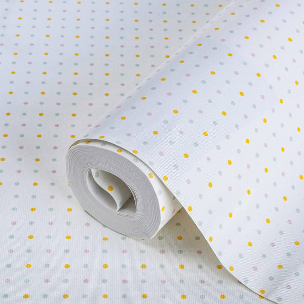 Kids Room Polka Dots Textured Wallpaper, Yellow, White, Boys Girls Bedroom Wallpaper, Nursery Wallpaper, 114 sq ft, Kids Bathroom Wallpaper - Walloro High End Wallcoverings & More